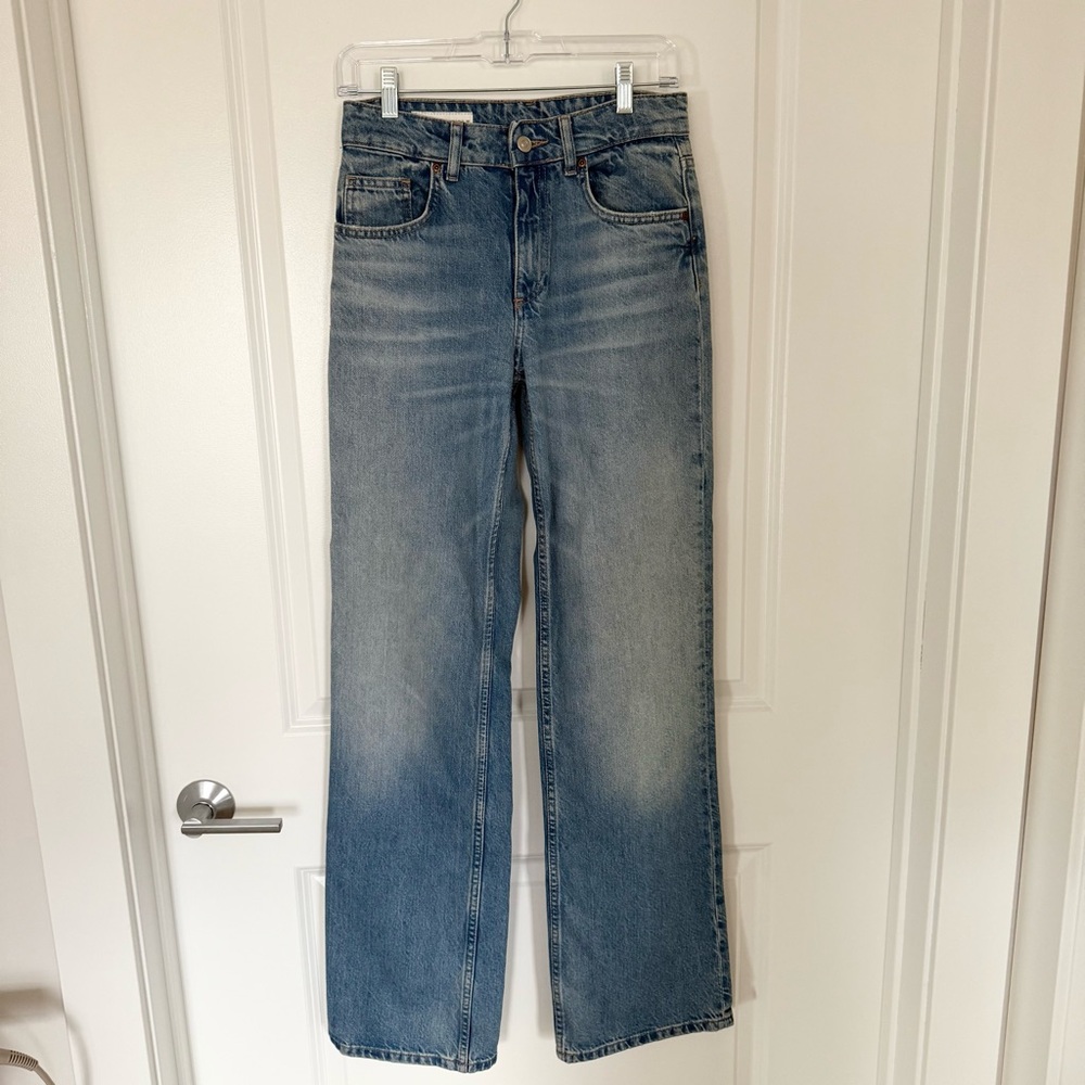 zara mid/high rise wide leg long inseam jeans - 2 - Picture 2 of 7